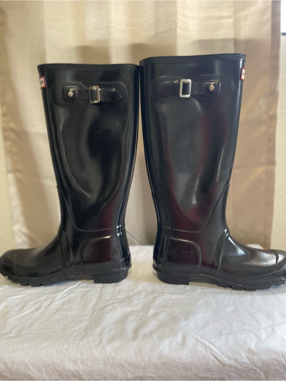 Hunter Wellington (Wellies) High Gloss Black Tall Rain Boots VGUC  size 7 /38 - Picture 8 of 10